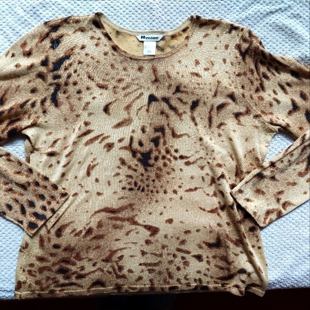 Vintage* Nygard Collection Metallic Animal Print Pullover. Size Large (14-16)